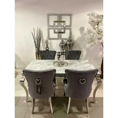 1.6m Marble Grey Dining Table With Aydin Grey Chairs