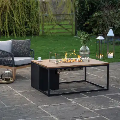 Black Metal Garden Rectangular 120cm Fire Pit Table