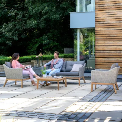 Light Kubu Grey Outdoor Garden Seating 2 Seat Lounge Set