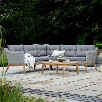 Light Kubu Grey Garden Outdoor Corner Sofa Set