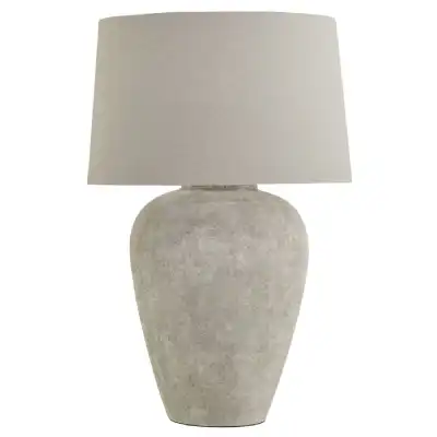 Athena Aged Stone Tall Table Lamp With Linen Shade