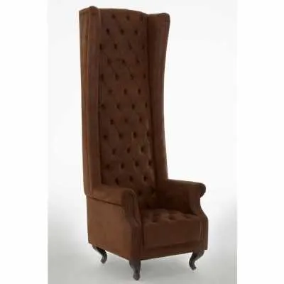 Traditional Brown Fabric Tall High Back Rest Porter Chair