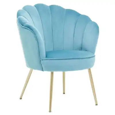 Ovala Aqua Velvet Scalloped Chair