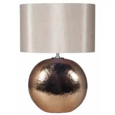 Bronze Ceramic Table Lamp Taupe Oval Shade