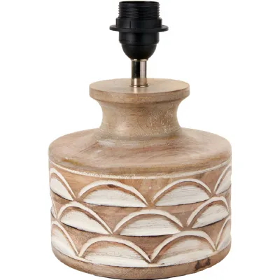 Kingsbury White Wash Carved Wood Table Lamp