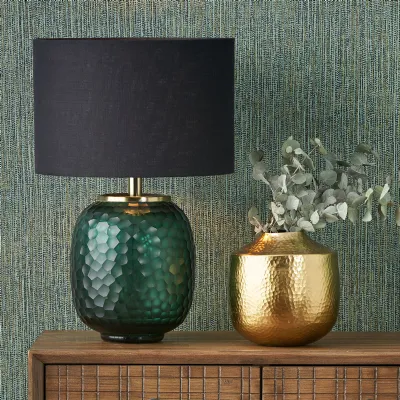 Green Cold Cut Textured Glass Table Lamp Base Only