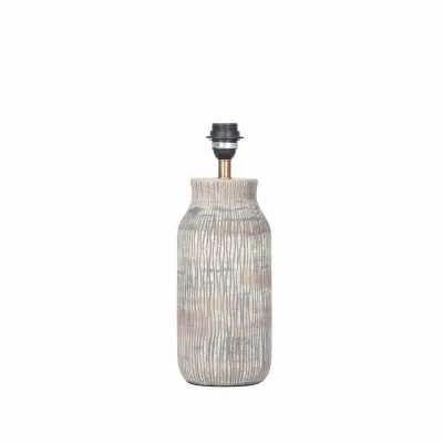 Grey Wash Wood Textured Bottle Table Lamp