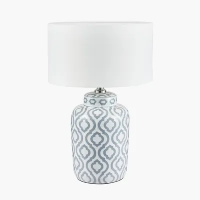 Grey and White Pattern Ceramic Desk Table Lamp