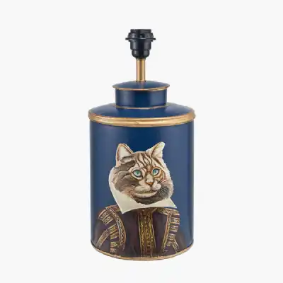 Cat Blue Hand Painted Metal Table Lamp