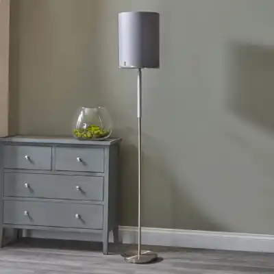 Brushed Nickel and Grey Metal Marble Effect Floor Lamp