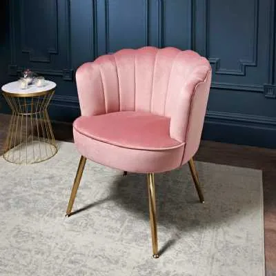 Hannah Accent Shell Chair Velvet Pink