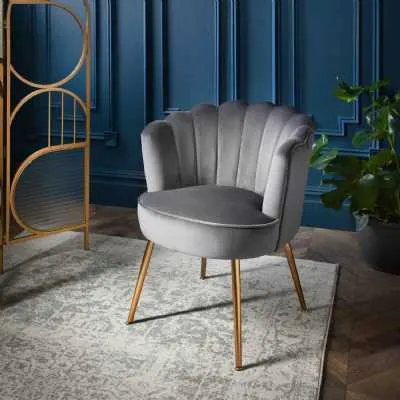 Hannah Accent Shell Chair Velvet Grey
