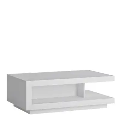 White and High Gloss Designer Coffee Centre Table with Shelving
