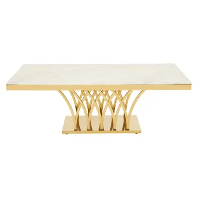 Arenza White Marble And Titan Gold Coffee Table