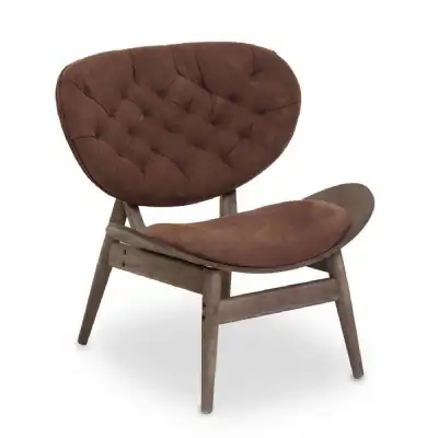 Vinsi Brown Velvet Chair with Dark Elm
