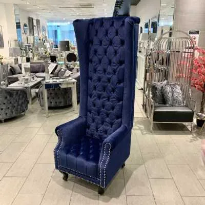 Regents High Back Porter Chair In Royal Blue Brushed Velvet