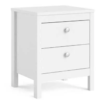 Bedside Table 2 drawers in White