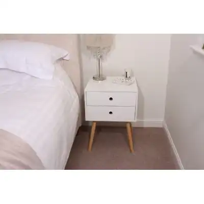 Options Scandia, 2 Drawer And Wood Legs Bedside Cabinet
