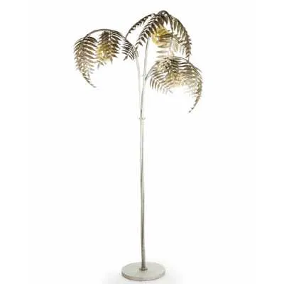 Silver Palm Tree Leaf Metal Floor Lamp