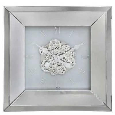 60cm White And Clear Mirror Wall Clock With Gears