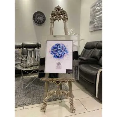 Dior Blue Flower Bouquet Perfume Bottle Wall Art Mirror Frame