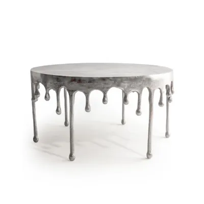 Raw Nickel Dali Drip Aluminium Round Coffee Table