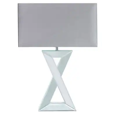 72cm X Mirror Table Lamp 20inch Grey Velvet Rectangle Shade