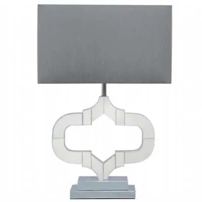 63.5cm Dubai Mirror Table Lamp Grey Faux Silk Shade