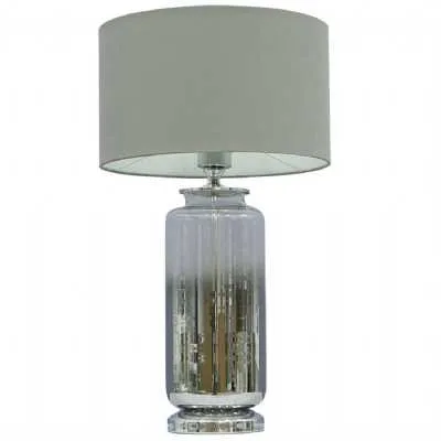 52.5cm Silver Ombre Glass Table Lamp With Grey Shade