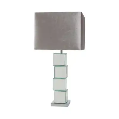 Block Design Mirror Table Lamp with Grey Shade