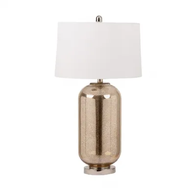77. 5cm Champagne Mercury Table Lamp With Cream Faux Silk Shade