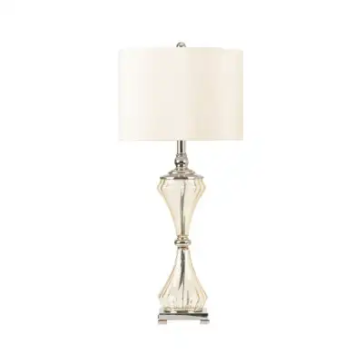 82cm Clear Table Lamp With Cream Linen Shade