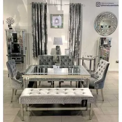 1.5m Falcon Crushed Mirror Dining Table And Minister Chairs