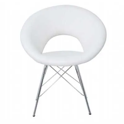 Urban Chrome and White Faux Leather Chair