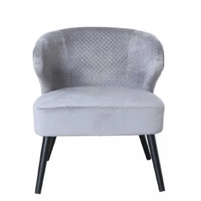 Grey Wingback Quilted Velvet Easy Chair