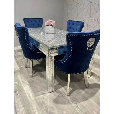 1.6m Crushed Diamond Top Mirror Dining Table Only