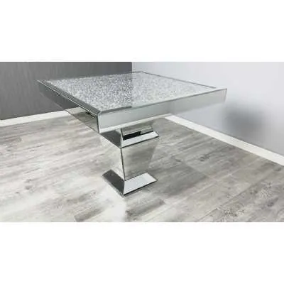 Luxe Mocka Mirror Crystal Square Top Dining Table Only
