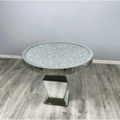 Luxe Mocka Mirror Crystal Round Top Dining Table Only