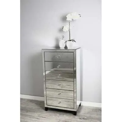 Luxe Simply Mirror 6 Drawer Tallboy Chest