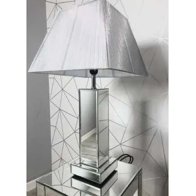 Luxe Simply Mirror Plain Table Lamp With Grey Shade