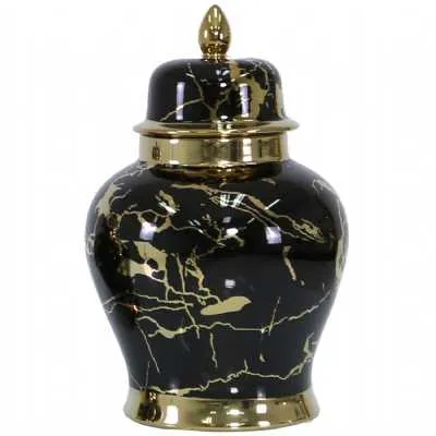 Luxe 41cm Ginger Jar Black And Gold