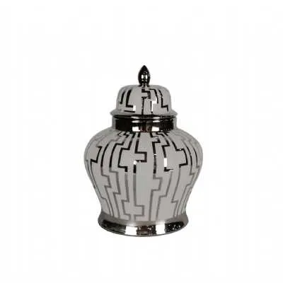 Luxe 30cm Grey and Silver Round Ginger Jar