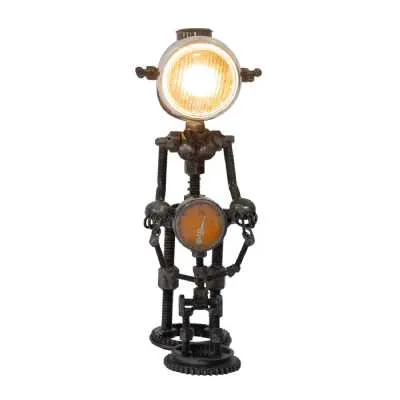 Upcycled Lighting And Furniture Reclaimed Parts Robot Table Lamp Mother and Child