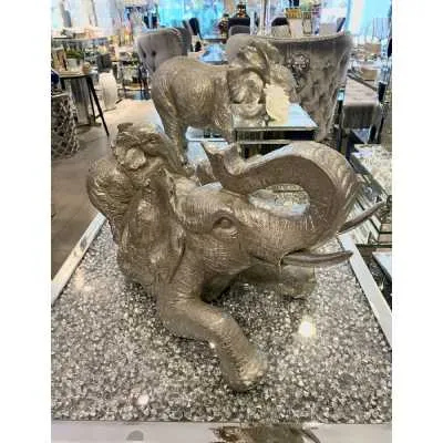 Silver Art Elephant And Calf Statue