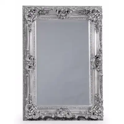 Small Silver Ornate Frame Rectangular Wall Mirror