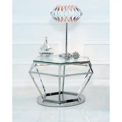 Chrome Stainless Steel Coffee Table Glass Top