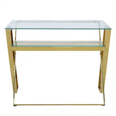 Dalston Gold And Clear Glass Desk