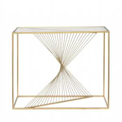 Lisa Gold Metal Console Table Clear Glass Top