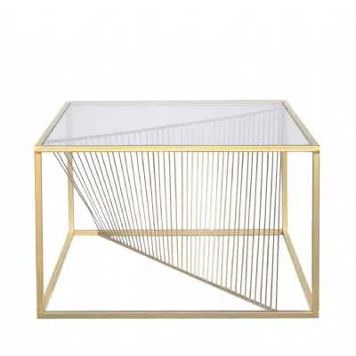 Lisa Gold Metal Coffee Table Clear Glass Top