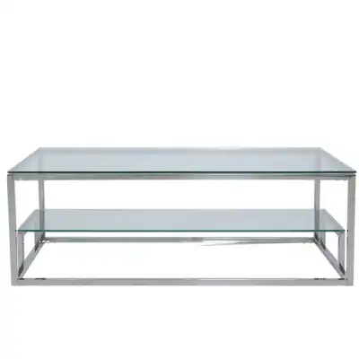 Henry 2 Tier Coffee Table Stainless Steel Glass Top
